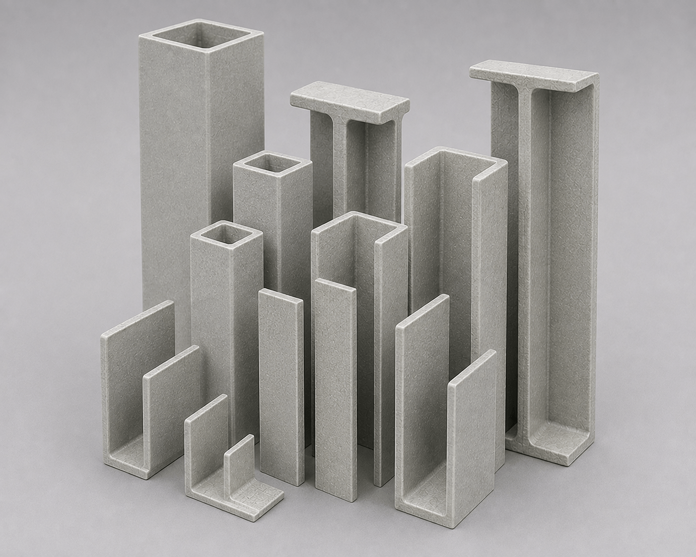 Bundle of pultruded FRP angles, channels and flat sections